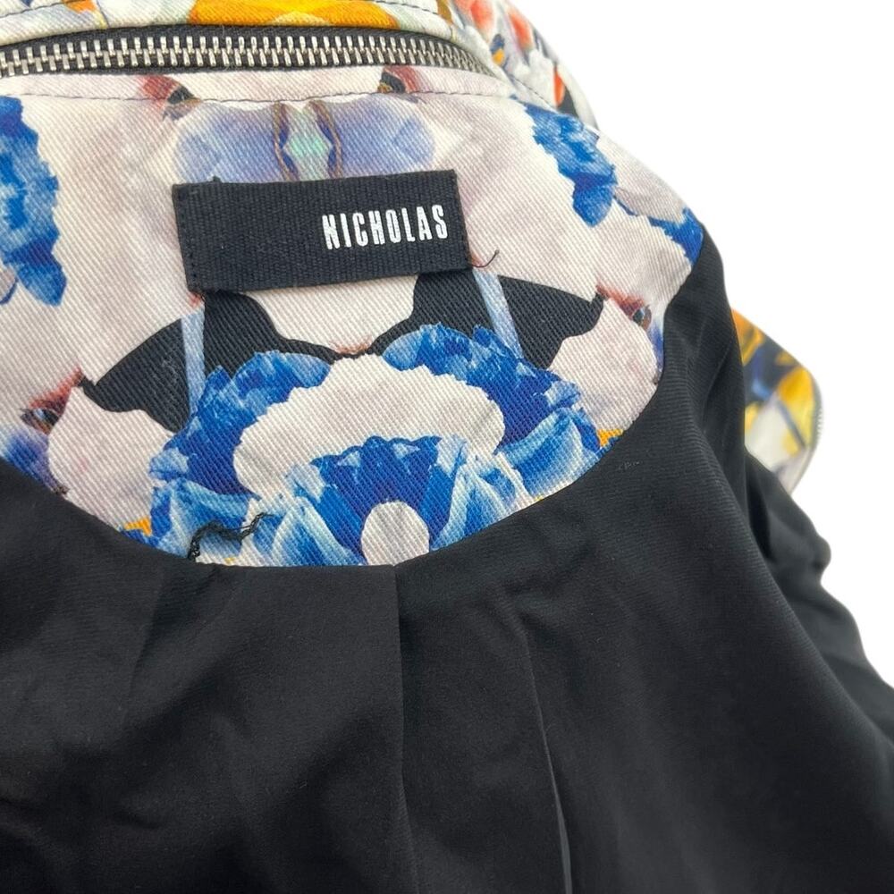 Nicholas Digi Floral Moto Jacket‎ Cotton Blend Leather Trim Multicolor US 4 - Picture 13 of 16